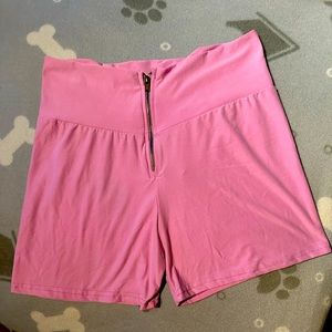 Extra Soft pink zippered athletic shorts OS